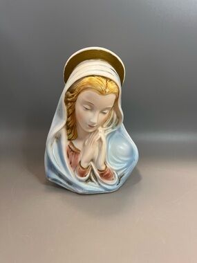 Vintage Lefton Virgin Mary Madonna Praying Ceramic Head Vase Planter Japan #1763